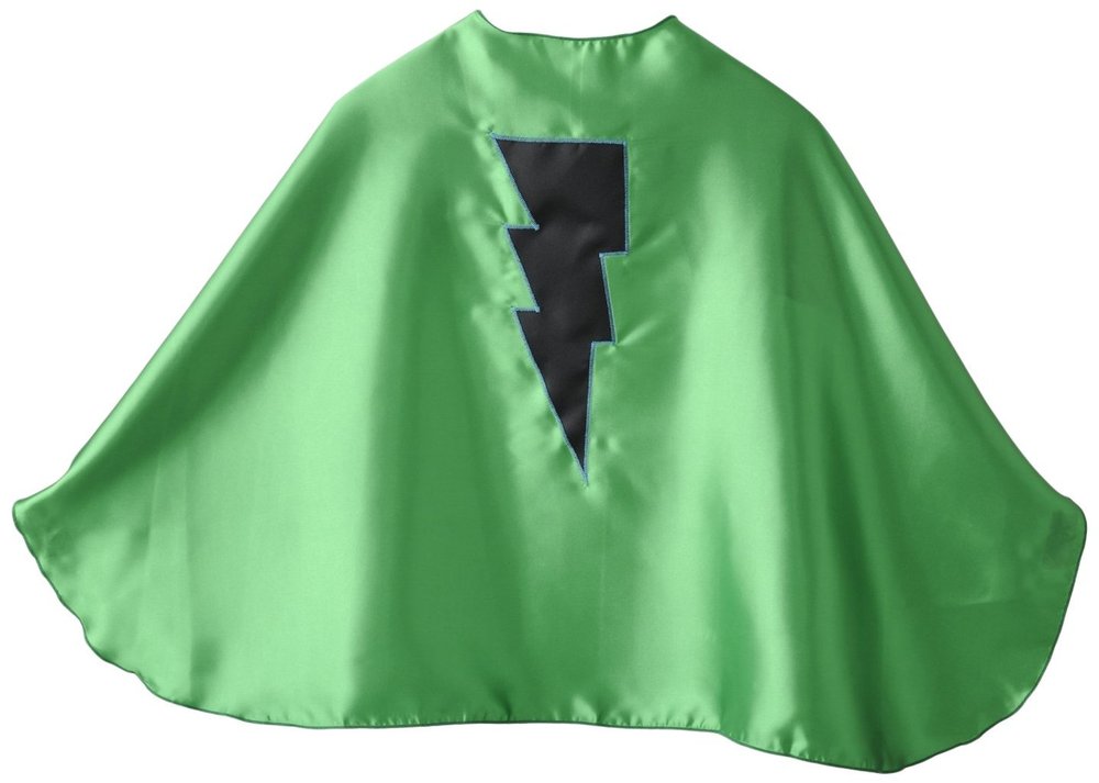 Green Superhero Cape with Black Lightning Bolt - Toy Sense