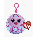 Pinky - Pink Owl Mini Squish-A-Boo Clip
