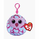 Pinky - Pink Owl Mini Squish-A-Boo Clip 