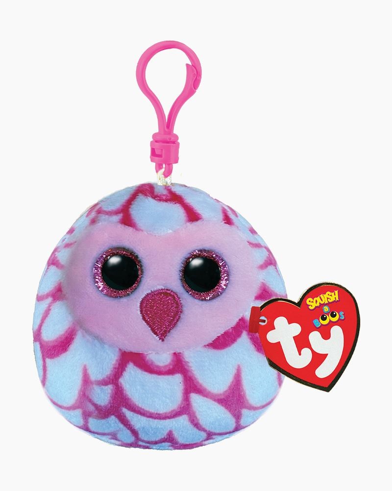 Pinky Pink Owl Mini Squish A Boo Clip Toy Sense