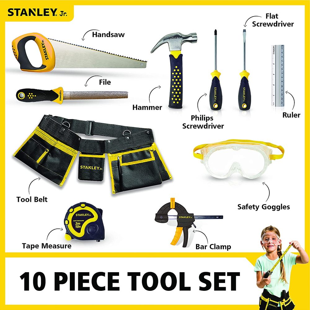 Stanley Jr. 10 Piece Tool Set. Toy Sense