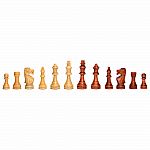 Traditional Staunton Wood Chess Set with Distressed Wooden Board