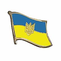 Ukraine Flag Pin with Trident