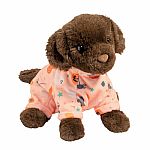 Soft Chocolate Lab PJ Pup with Pumpkin Pajamas