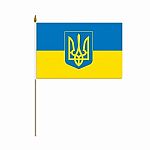 Ukraine Flag with Trident 4 x 6 inch on Stick