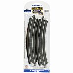 18 inch Radius Curved Track - 4 Pack - HO Scale.