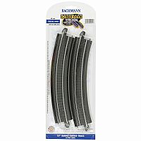 18 inch Radius Curved Track - 4 Pack - HO Scale