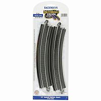 18 inch Radius Curved Track - 4 Pack - HO Scale.