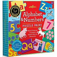 Alphabet & Numbers - Puzzle Pairs - Eeboo .