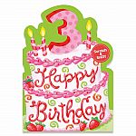 Scratch & Sniff Age 3 Pink Cake Birthday Card