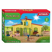 Large Barn with Animals and Accessories - Yellow 