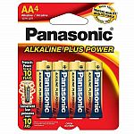 AA Panasonic Alkaline Plus Power Batteries - 4 Pack