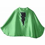 Green Superhero Cape with Black Lightning Bolt