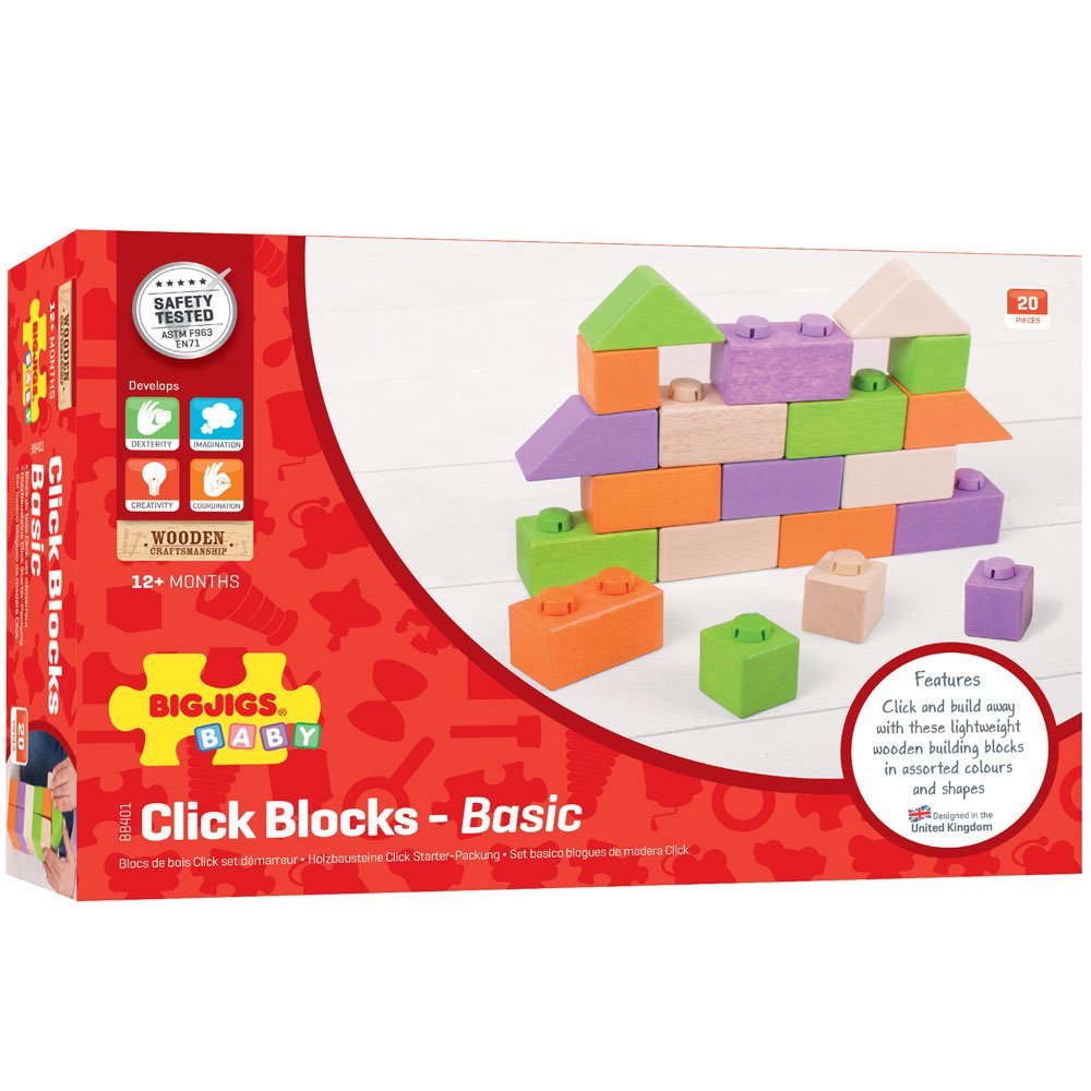 Wooden Click Blocks Set Basic. Toy Sense