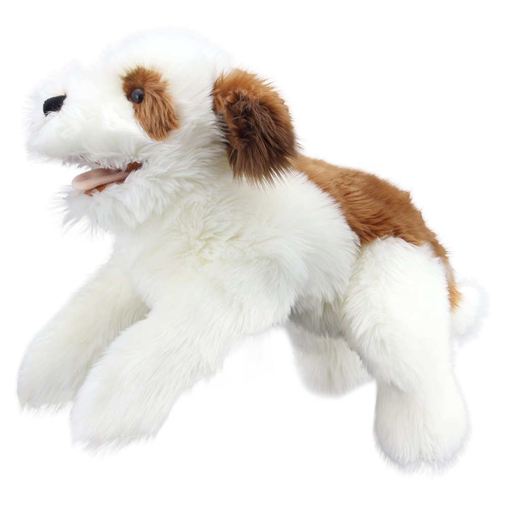 Brown and White Dog Playful Puppies Hand Puppet Toy Sense