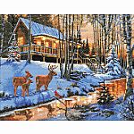 Crystal Art Large Framed LED Kit - Highland Cabin.