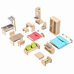 Wooden Green Dollhouse with Furniture - Plan Toys