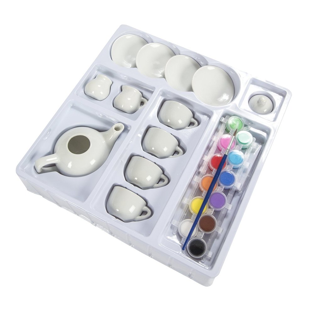 PaintYourOwn Porcelain Tea Set. Toy Sense