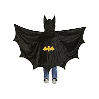 Black Bat Cape with hood - Size 5-6