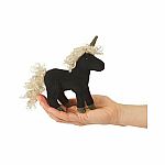 Mini Black Unicorn Finger Puppet 