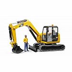 Cat Mini Excavator with Worker.