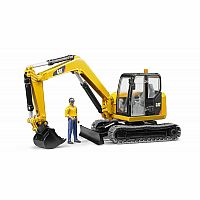 Cat Mini Excavator with Worker.