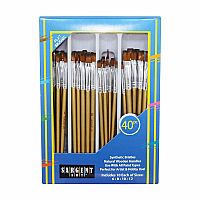 Flat Paint Brush Set - 40 Pieces. 