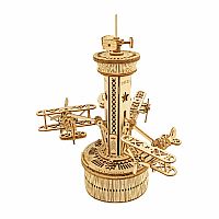 Airplane Control Tower - 3D  Wooden Puzzle Music Box
