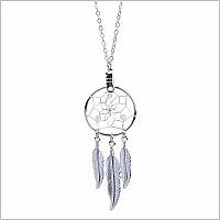 April Clear Quartz Birthstone Dreamcatcher Pendant 