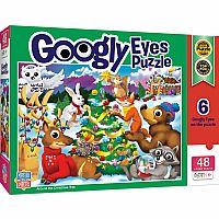 Around The Christmas Tree - Masterpieces Puzzles Googly Eyes, 48 pieces.