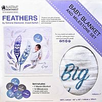 Baby Blanket and Milestone Set - Feathers 