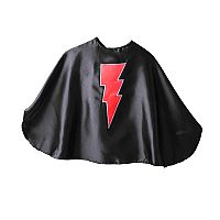 Superhero Cape Black with Red Lightning Bolt