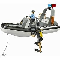 Bruder Police Pickup with a Trailer and Boat.