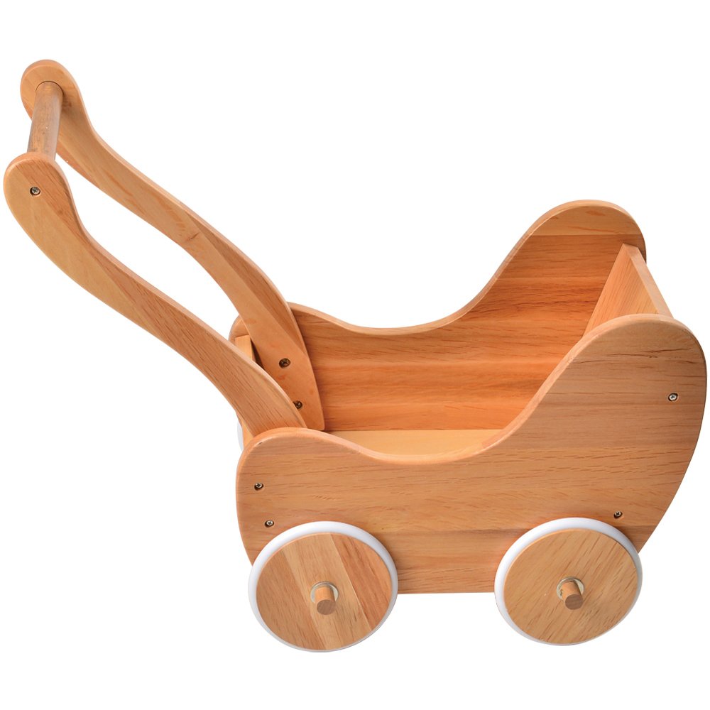 Wooden Doll Buggy with Rubber Edged 