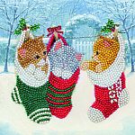 Crystal Art Card Kit - Christmas Kittens