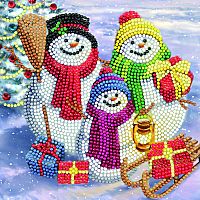 Crystal Art Card Kit - Snowman Family