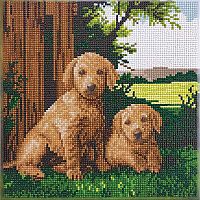 Crystal Art Medium Framed Kit - Puppies by the Fence