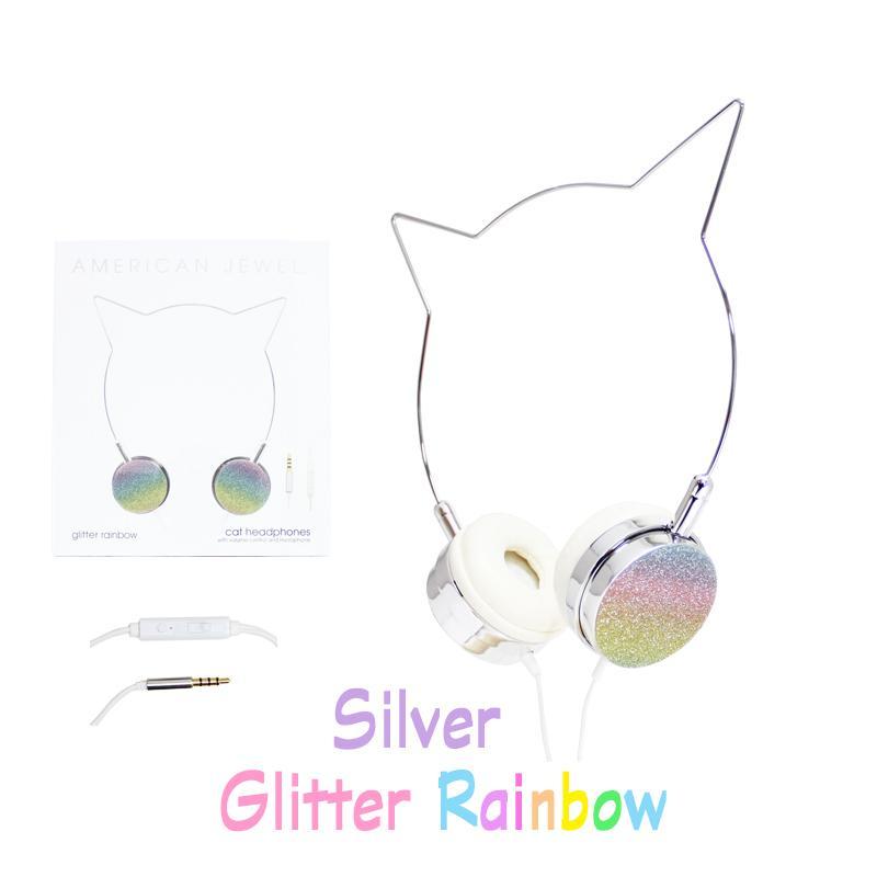Cat Headphones Glitter Rainbow Toy Sense