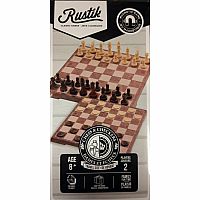 2-In-1 Magnetic Folding Peach Wood Chess & Checkers by Rustik
