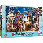 Christ Is Born - Masterpieces Puzzles Holiday Glitter, 100 pieces