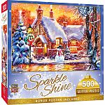 Snowman Cottage - Masterpieces Puzzles Holiday Glitter, 500 pieces  