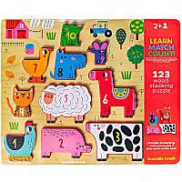 123 Barnyard -10pc Stacking Wood Puzzle