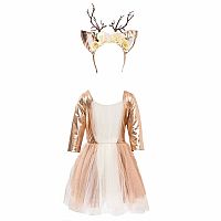 Woodland Deer Dress with Headband - Size 3-4