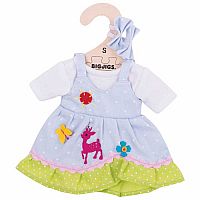 Doll Blue Spotted Dress With Deer 