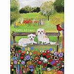 Pups on a bench Birthday Card