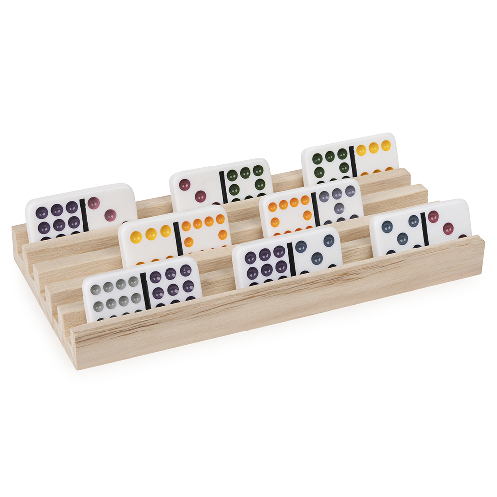 4 Wood Domino Racks. Toy Sense