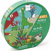 2 in1 Puzzle and 3D Dinosaur Playset