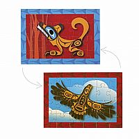 Double-Sided Mini Puzzle - Eagle and Wolf - Native Northwest