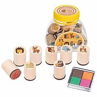 Wooden Stamp Set with Forest Animals