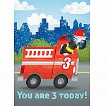 Fire Truck 3 Birthday Card